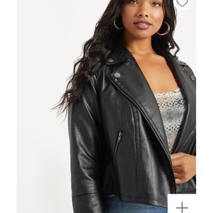 Eloquii Faux Leather Moto Jacket - Black - 22/24